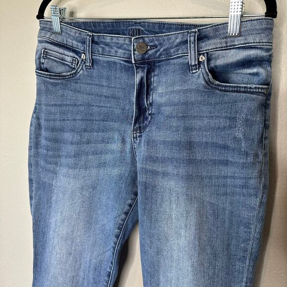 Kut From The Kloth Amy Mid Rise Cropped Straight Leg Jeans Blue Denim | Size 12 - Picture 5 of 13